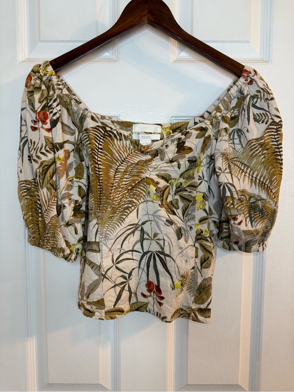 H&M Tropical Puff Sleeve Blouse